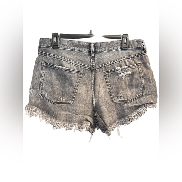 Distressed Gray Denim Shorts - Picture 2 of 3
